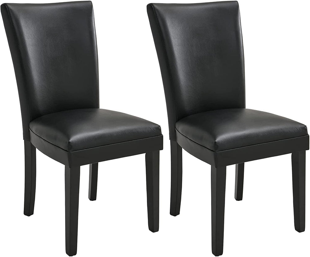 Set of 2 Black Dining Chairs, Modern Upholstered Parsons Chairs with Wooden L...