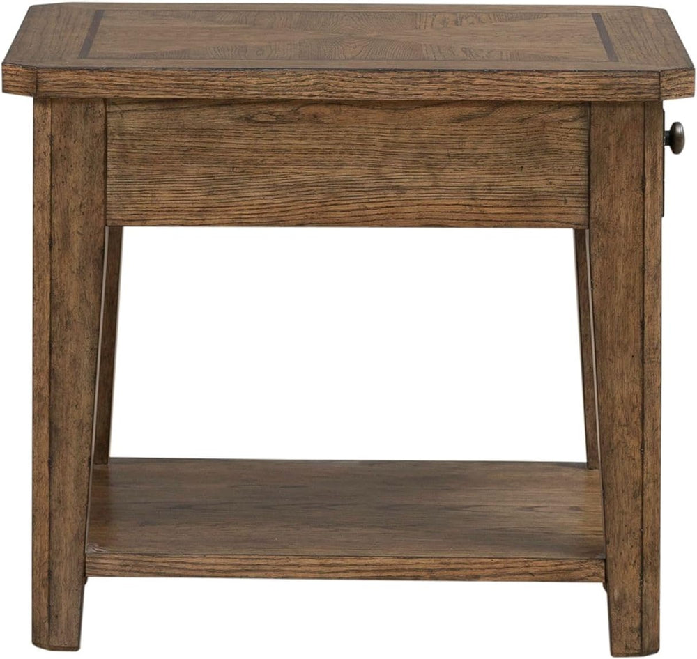 Liberty Furniture Carolina Park End Table for Living Room - Amber Brown Oak