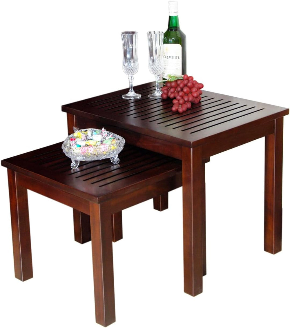 HomeStock Mahogany Nesting Table (Set of 2 Pcs)