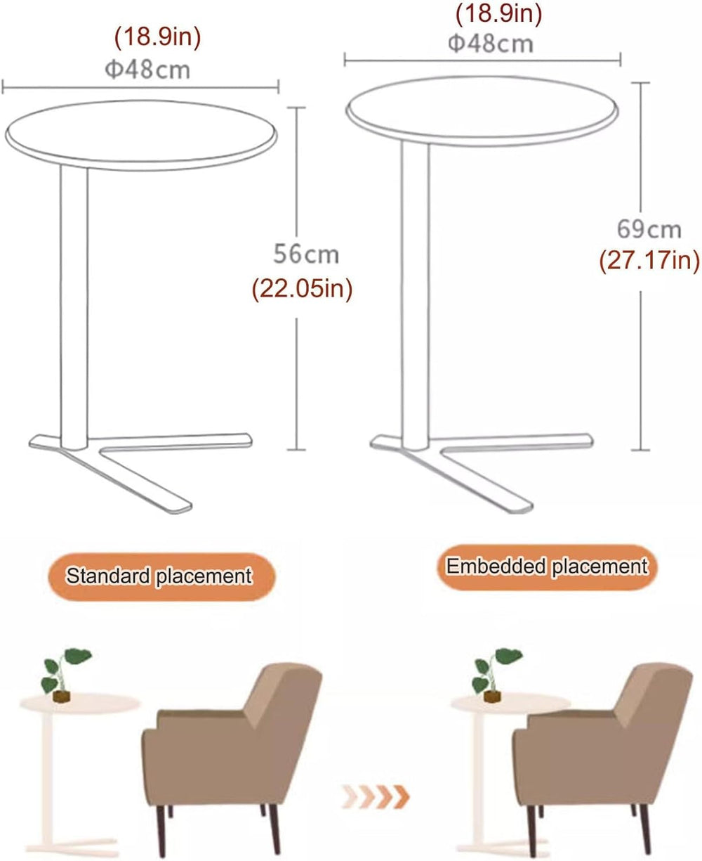 Round End Table,Embedded Coffee Table with V-Type Base,Sofa Side Table for Li...