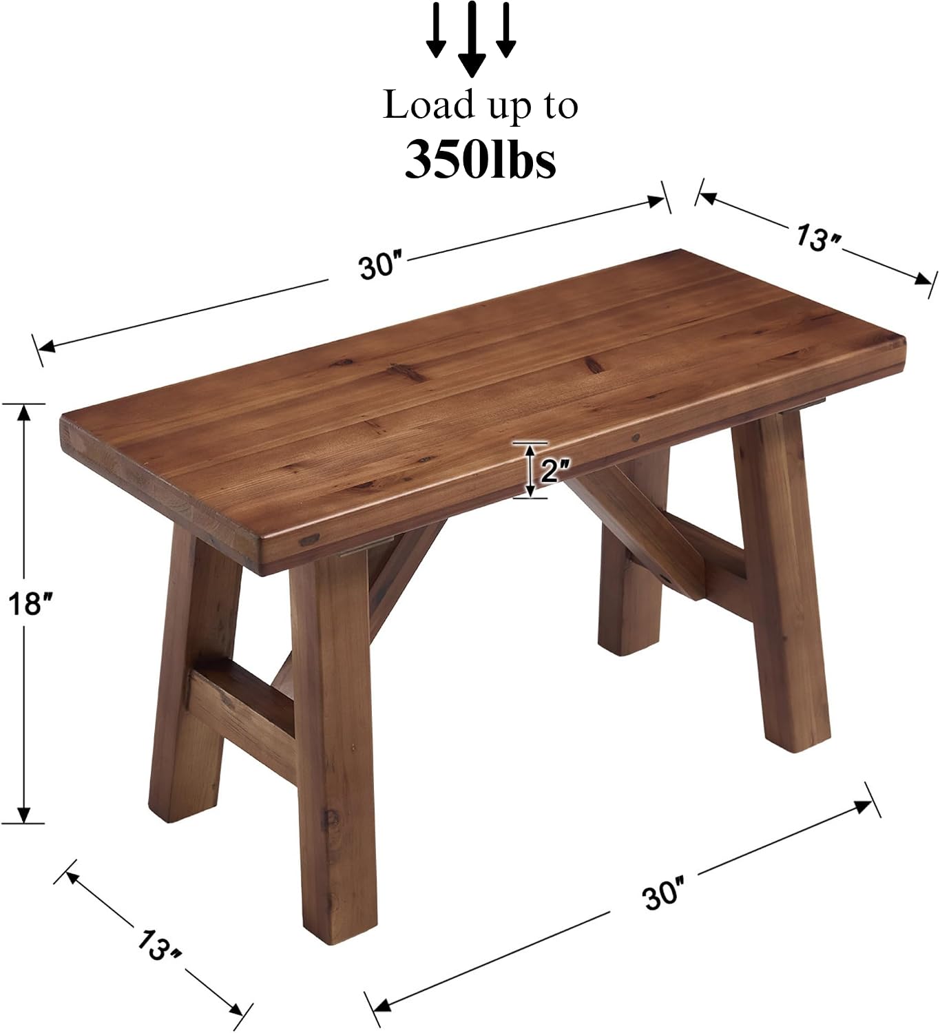 30" Entryway Bench Farmhouse Narrow Dining Bench Shoe Rack Small Wooden Benches Holds up to 300lbs for Hallway Living Room Dining Room Bedroom，1 Tier, Brown