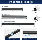 No Drilling Closet Rod, 27.5-82 Inches Hanging Closet Rod for Clothes, Closet Bar & Pole Heavy-duty, Closet Rods for Hanging Clothes For Closet Wardrobes Bathroom Laundry RV Curtains,Black