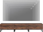 WAMPAT 3-in-1 Modern TV Stand for Up to 110 Inch TVs, Large Wood Entertainment Center Media Console with Storage Cabinets and Metal Base for Living Room, Brown