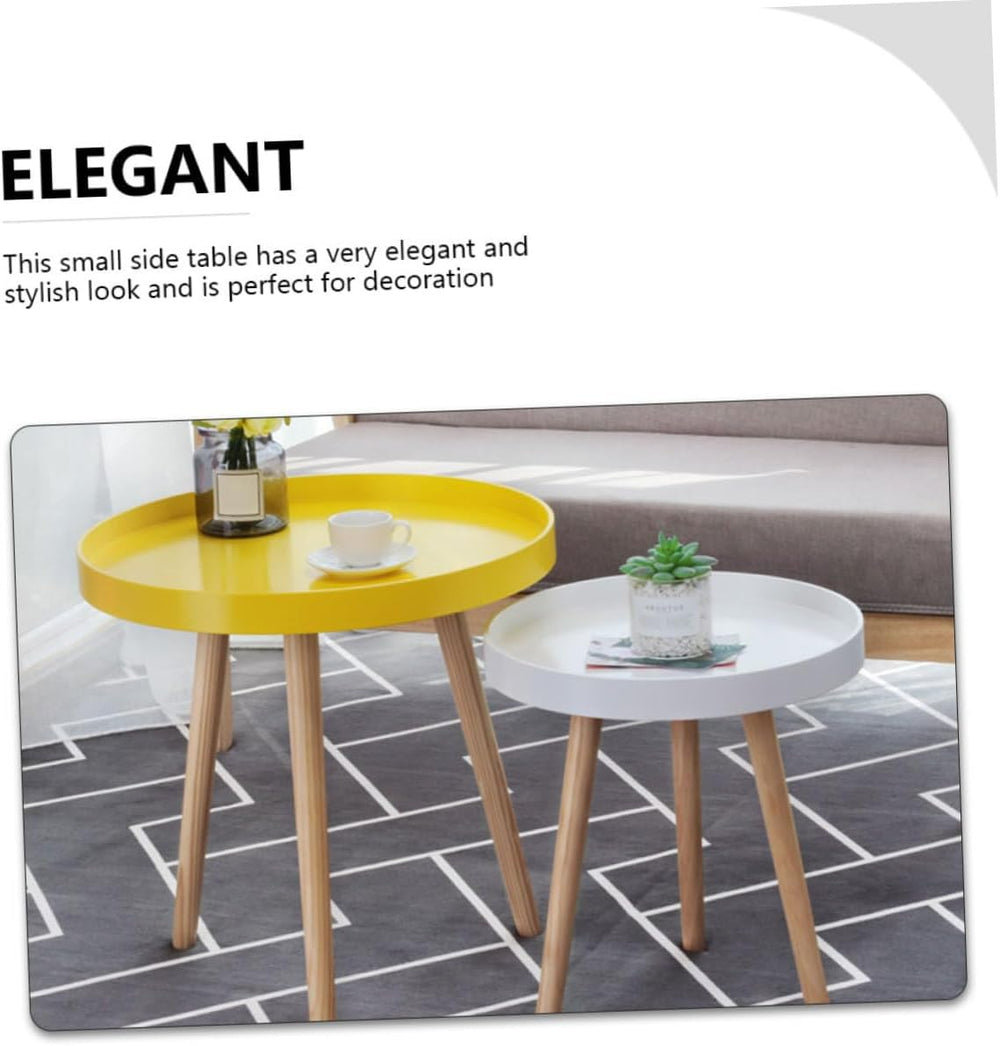 ARTIBETTER Modern Mini Round Yellow End Table, Nordic Style Small Indoor Beve...