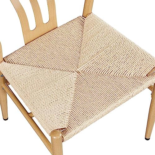 Yaheetech Dining Chairs Set of 4 Mid Century Modern Woven Chairs Wood Color