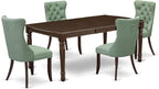 East West Furniture DODA5-MAH-22 5 Piece Kitchen Set Consists of a Rectangle Dining Table with Butterfly Leaf and 4 Polyester Fabric Upholstered Chairs, 42x78 Inch, Mahogany