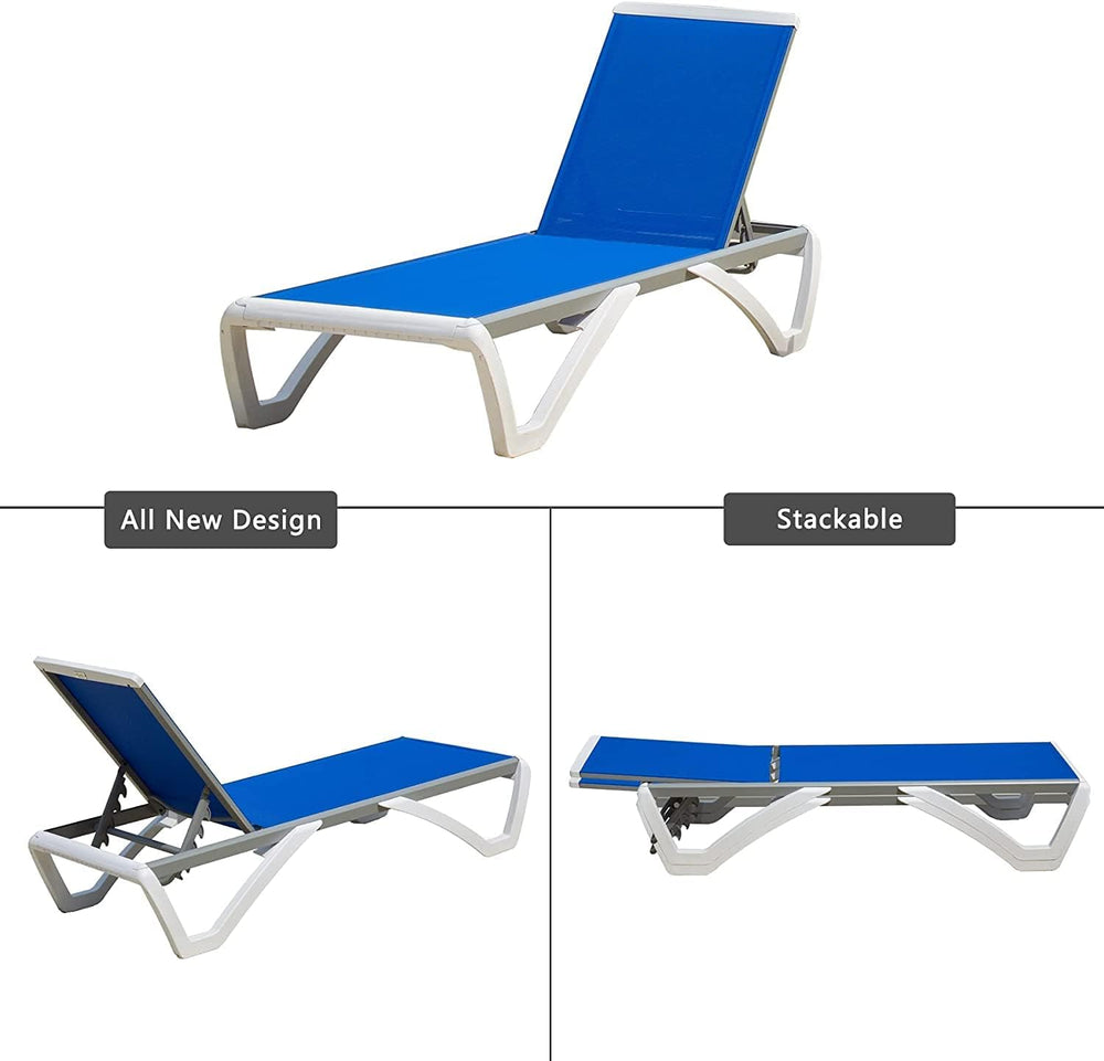 Domi Patio Lounger Chair Outdoor,Pool Lounge Chair, Blue | Adjustable Backres...