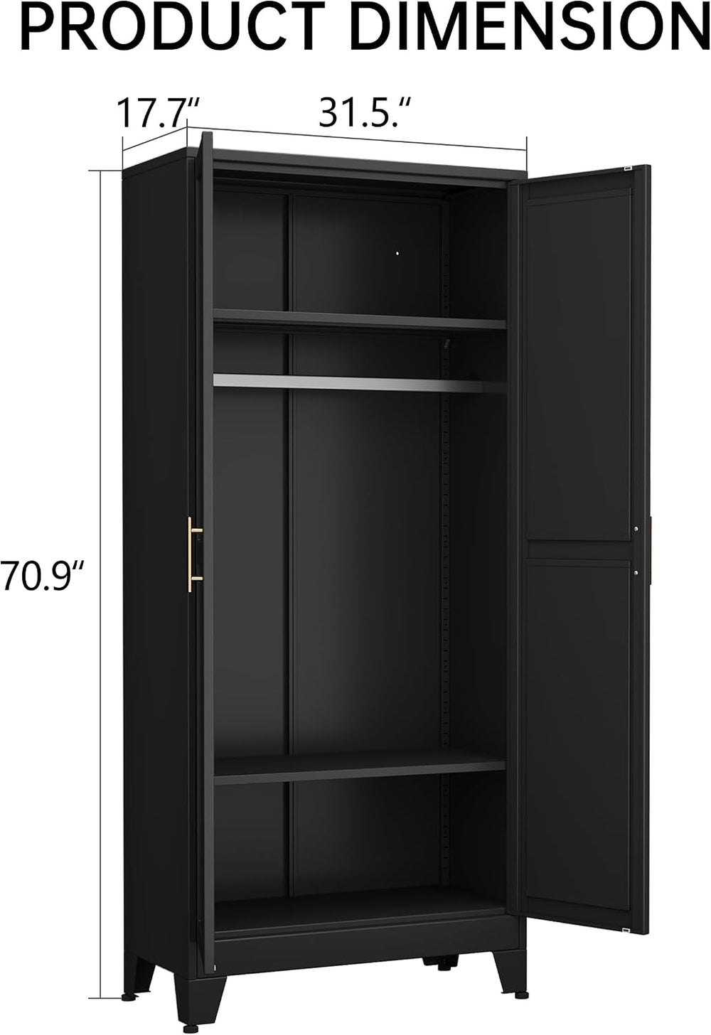 Metal Armoire Wardrobe Closet Storage Cabinet with Hanging Rod,71'' M...