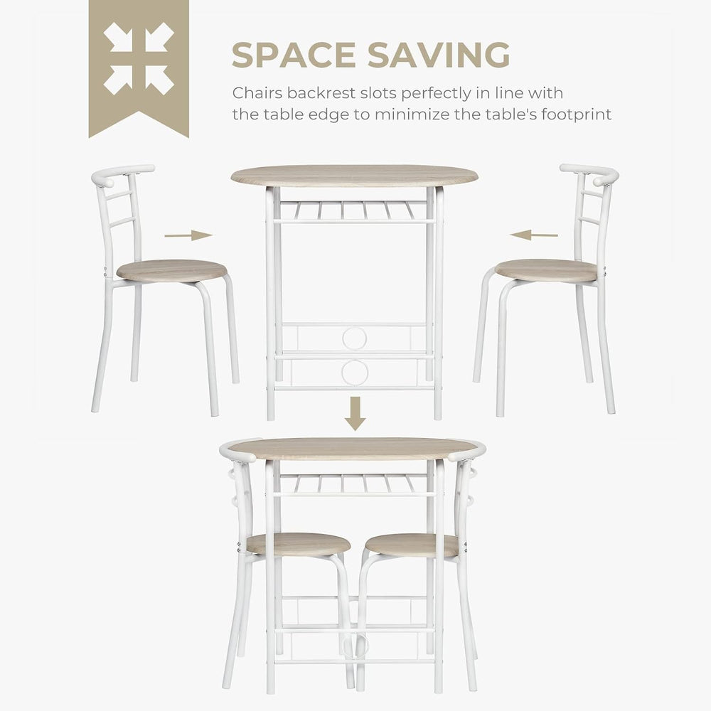 VINGLI 3 Piece Dining Set,Small Kitchen Table Set for 2,Breakfast Table Set,K...