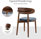 HULALA HOME Dining Chairs Set of 2 Mid-Century Modern Fabric Upholstered Dining Room Chairs Kitchen Side Chair with Open Curved Back, Walnut Rubber Wood Legs, Dinner Chairs for Living Room, Admiral