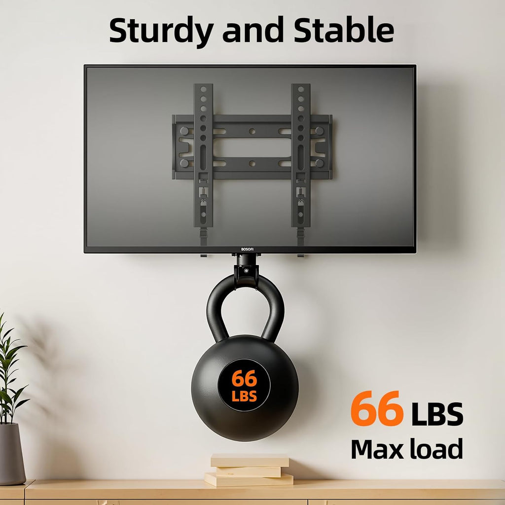 IWORBOARD 24 32 40 42 inch Fixed TV Monitor Wall Mount for 14-43 inch LED LCD Screen, Low Profile Small RV TV Mount, Easy Slim Flat Wall Bracket, Max VESA 200x200mm, 66lbs, Single Stud