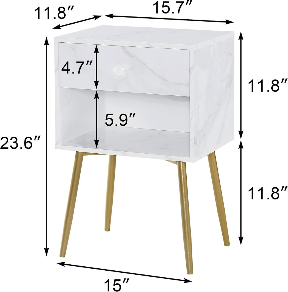 VECELO Nightstands Set of 2, Mid Century Modern End Bedside Table, Night Stan...