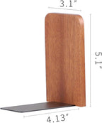 Muso Wood Book Ends for Shelves, Non-Slip Bookends, Heavy Duty Wooden Bookend Support for Books and Movies (Sapele 1 Pair)