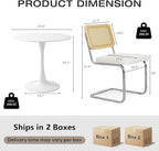 3-Piece 23.6" Round Dining Table Set for 2 with Upholstered Chairs – Space-Saving Modern Small Kitchen Cafe Bistro Set(White Velvet Chair)