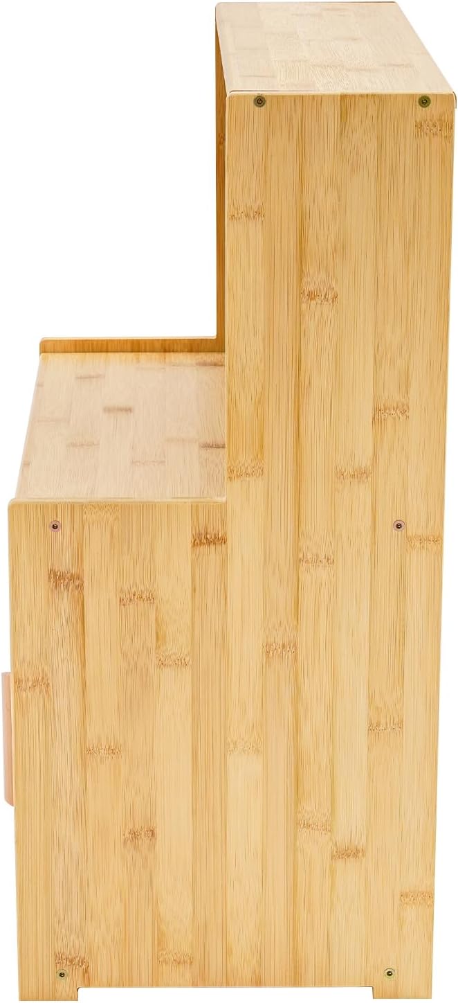 Kitchen Storage Cabinet with Sliding Doors, Bamboo Kitchen Pantry Sideboard, ...