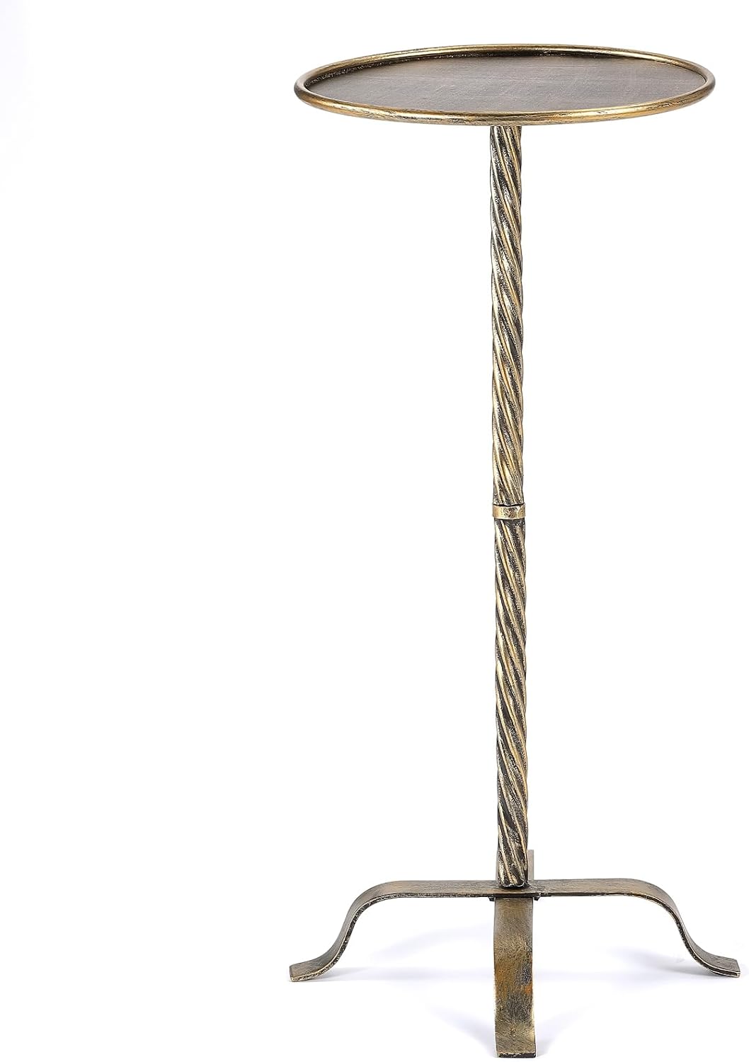Metal Martini Table, Modern Antique Gold Side Table with 4 Legs, 27.75" Small Round Drink Table for Small Spaces Living Room Sofa Couch Patio