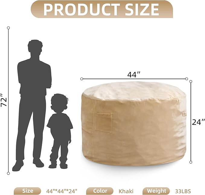 Hobestluk 4FT Bean Bag Chair Giant Bean Bag Chairs for Adults Large Bean Chairs with Removable Cover, Beanbag Chair with Filler, Adult Bean Bag Chairs for Living Room, Bedroom