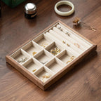9 Grid +3 Line Black Walnut Wooden Jewelry Tray Organizer with Velvet Lining - Premium Jewelry Storage for Rings, Earrings, Brooches, LuxuryJewelry Drawer Organizer & Display Tray