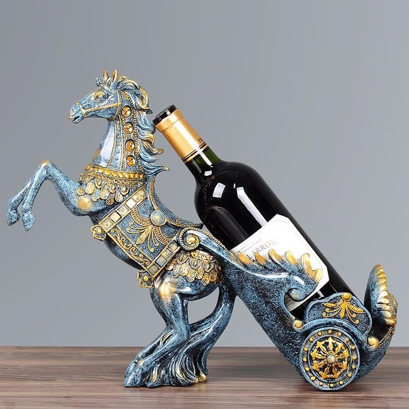 Horse Sculpture Resin Wine Bottle Holder - Tabletop Kitchen Decor, Decorative...