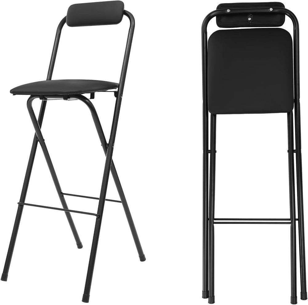 SHZICMY Folding Bar Stool with Backrest, Tall Foldable Stool Chair, Portable ...