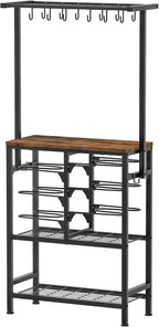 CHOEZON Pots and Pans Organizer Rack, Kitchen Bakers Rack, Multi-Tier Storage Shelf, Kitchen Island Table, Cooking Rack with Pots and Pans Storage, Rustic Brown and Black TPR60BF