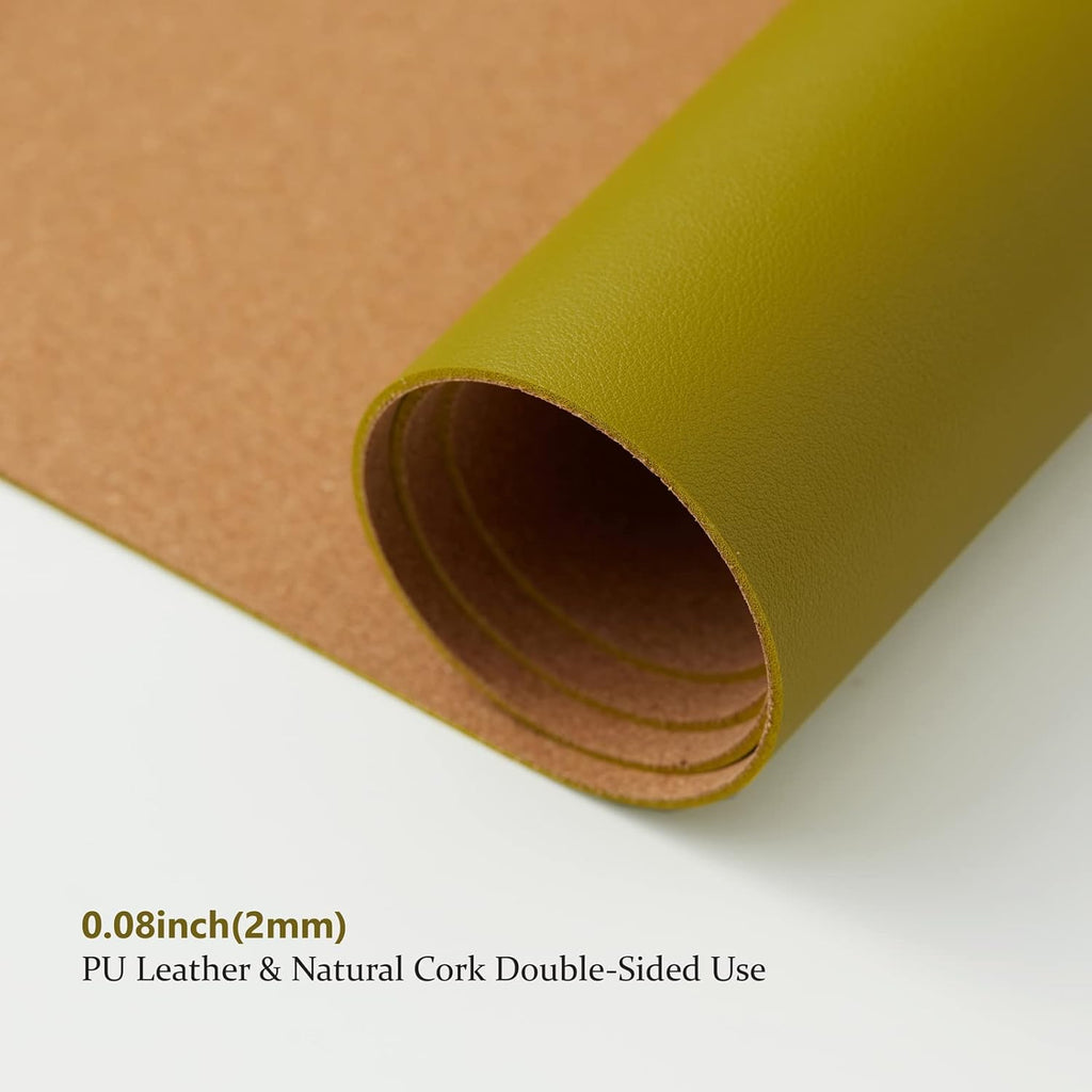 Cork Desk Mat - Dual-Sided Desk Pad for Office and Home - Desk Organization and Accessories - Ideal for Large Mouse Pad and Desk Mats on Top of Desks(Olive Green,27.6"x 13.8")