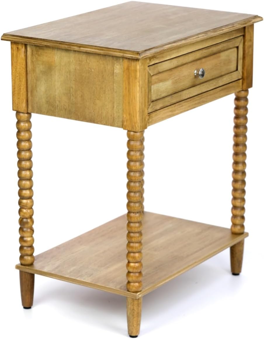 Decor Therapy Preston Traditional Single Drawer Side Table, Classic Bedside E...
