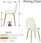 Teddy Fleece Dining Chairs Set of 4 - Modern Upholstered Chairs with Metal Legs for Living, Bedroom,Dining Room - White Dining Chairs Set for 4