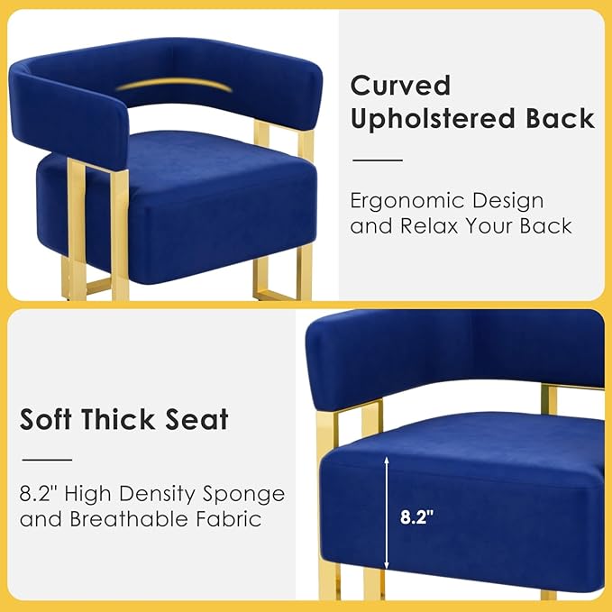 STHOUYN Modern Black Boucle Dining Chairs Set of 4 with Gold Metal Legs, Mid ...