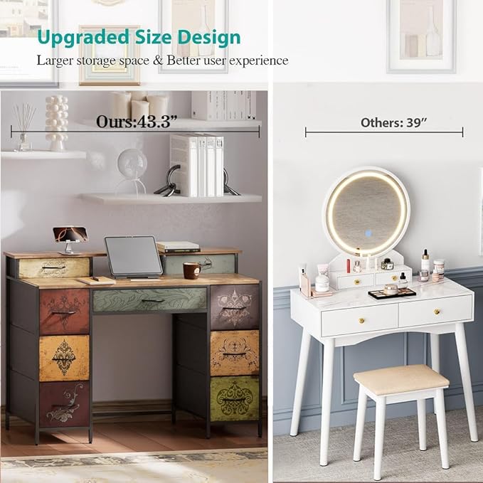 Dresser for Bedroom with 9 Drawers & 2 Open Shelves, Fabric Storage Cabin...