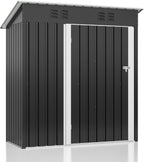 Polar Aurora Outdoor Storage Shed, Metal Garden Shed with with Updated Frame Structure, Tool Sheds for Backyard Garden Patio Lawn (Black, 5x3 FT)