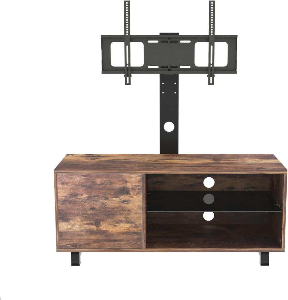 IANIYA TV Stand with Mount for up to 75", Rustic Swivel Floor Entertainm...