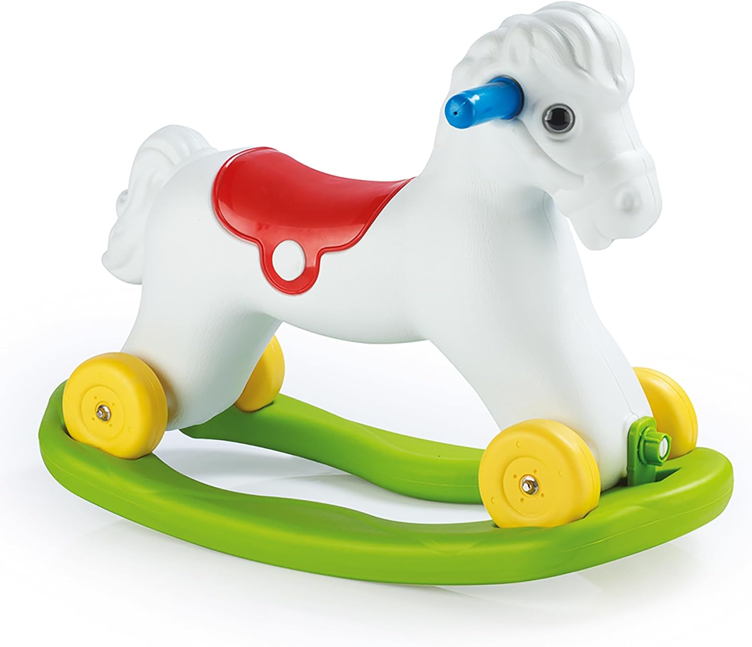 Dolu Wheeled Rocking Horse 2 in 1 Toddler Ride On Toy with Removable Sled and Push Along Option for Kids Ages 2 and Up, Indoor and Outdoor Play, White