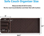 Sofa Armrest Organizer Non-Slip Arm Chair Bedside Storage Caddy Organizer Armchair Caddy for Recliner Couch Remote Holder with 5 Pockets for Cell Phone TV Remote Control Magazines (Coffee)