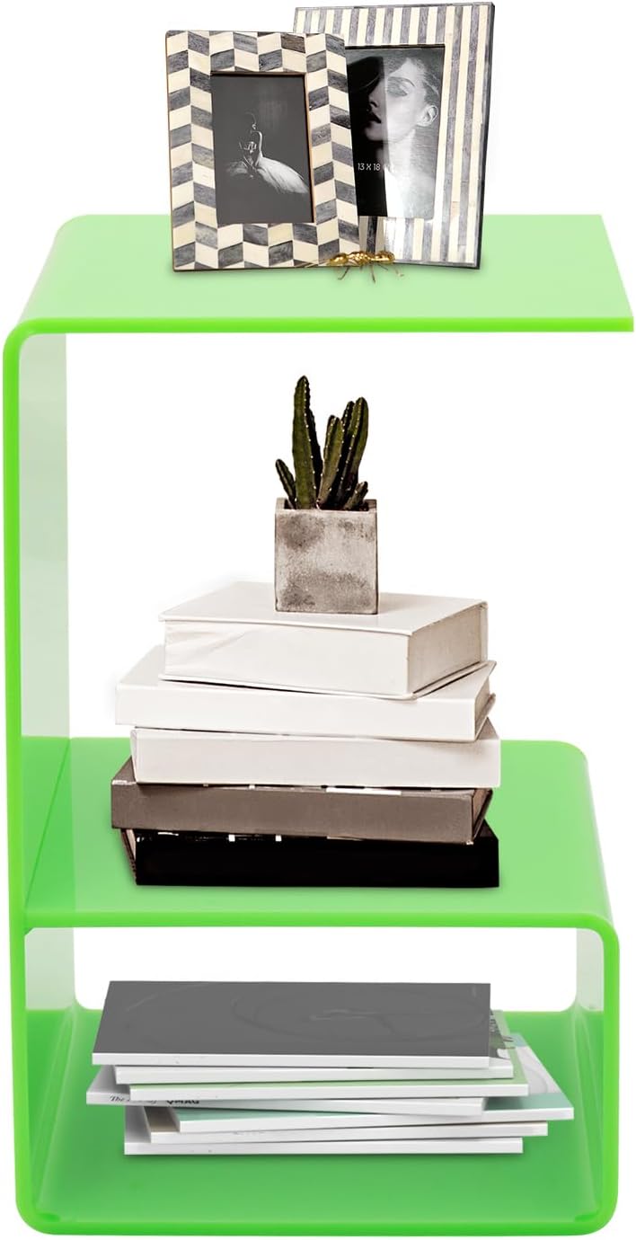 Acrylic End Table, 3-Tier Side Table for Small Spaces, Modern Translucent Des...