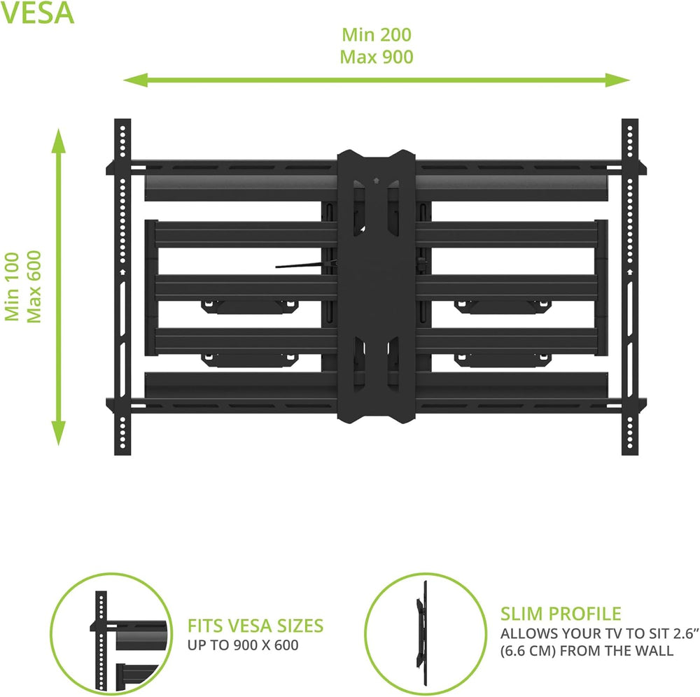 Kanto PMX800 Pro Series Full Motion Articulating TV Wall Mount for 55" -...