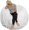Chill Sack Bean Bag Chair - 5' Giant Memory Foam Lounge Chair with Soft Microfiber Cover – Cozy Furniture for Living Room, Dorm, & Kids' Rooms – Comfortable 5 Ft, Faux Long Fur Lounge Sofa, White