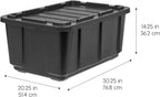 IRIS USA 27 Gallon Heavy Duty Truck Bed Toolbox Storage Tote Bins with Lids, 4 Pack - Made in USA, Tough Snap On Lockable Lid Stackable Industrial Tubs, Garage Organization Reusable Box - Black