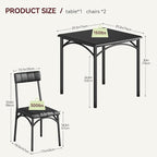 2-Person Dining Table Set (3 Pieces) - Square Kitchen Table with Upholstered Chairs | Ideal Small Space Dining Set for Apartments, Studios | Compact Kitchen Dining Set for 2 Adults/Kids