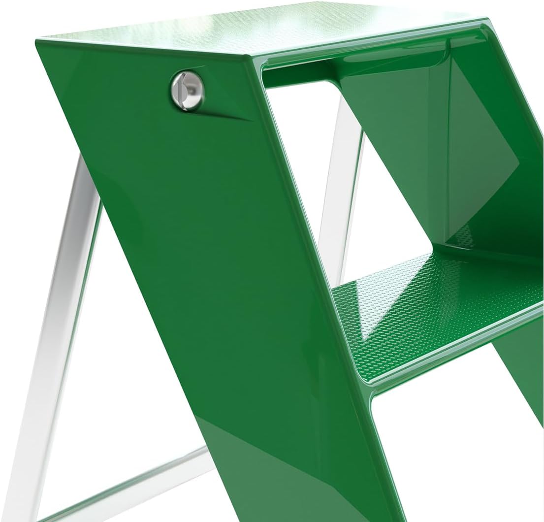 Home Folding Ladder Frame Indoor (Green) Multi Functional Thick Folding Ladder Stool Simple Creative Anti Slip Plastic Edge Table Ladder Frame