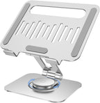Tablet Stand for Desk, 360° Swivel for iPad Holder, Aluminum Adjustable Tablet Holder, Compatible for iPad Pro Air Mini Surface Pro Samsung Galaxy Tabs Kindle, 4-12.9 inch, Silver