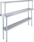 Stainless Steel Work Table with Wide Single Tier Overshelf | Metal Kitchen Prep Table & Shelving Combo (14" x 72" Work Table + 12" Overshelf)