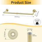 36 inch Gold Industrial Pipe Clothes Rack,Pipe Garment Rack Hanging Rod Bar for Closet Storage,Laundry Room Up to Max Load 135lbs