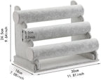 Wudygirl Triple Bracelet Holder Velvet Jewelry Display Stand Watch Bangle Bar Necklace Storage Organizer Gray (Ice Velvet 3 Tier)