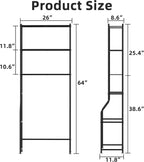 3-Tier Over The Toilet Storage, Freestanding Metal Bathroom Shelves, Space Saver Above The Over Toilet Storage Shelf for Bathroom (Black)