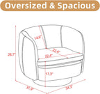 Mistpeople Swivel Barrel Accent Chair, 360° Rotating Small Single Sofa Chair, Upholstered Round Armchair with Solid Wood Base, Modern Comfy Mini Sofa for Living Room, Bedroom, Office, Black