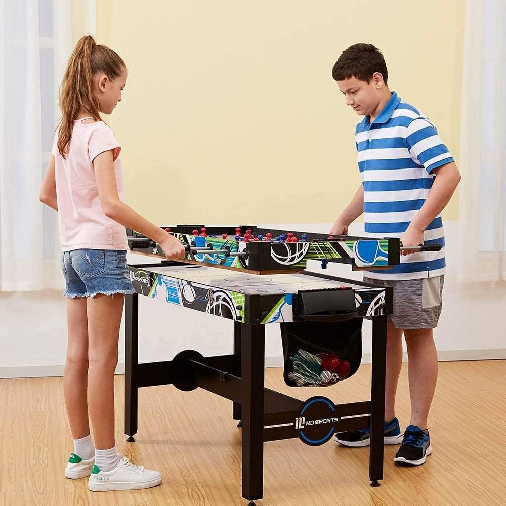 MD Sports 12-in-1 Multi-Game Combo Table with Air Hockey & Foosball, 48-in
