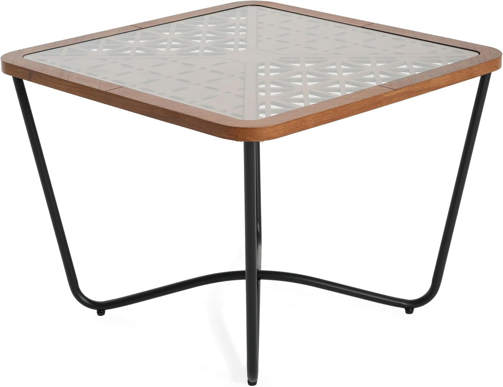 Christopher Knight Home Lyle Industrial Coffee Table with Geometric Glass Top...