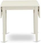 East West Furniture 1NDEN3-LWH-06 3 Piece Dining Table Set Contains a Rectangle Dinner Table with Dropleaf and 2 Dark Shitake Linen Fabric Upholstered Chairs, 30x48 Inch, Linen White