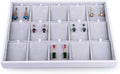 Oirlv Velvet Jewelry Organizer Trays Stackable Showcase Jewelry Display Storage Tray (15 Grids Earrings)
